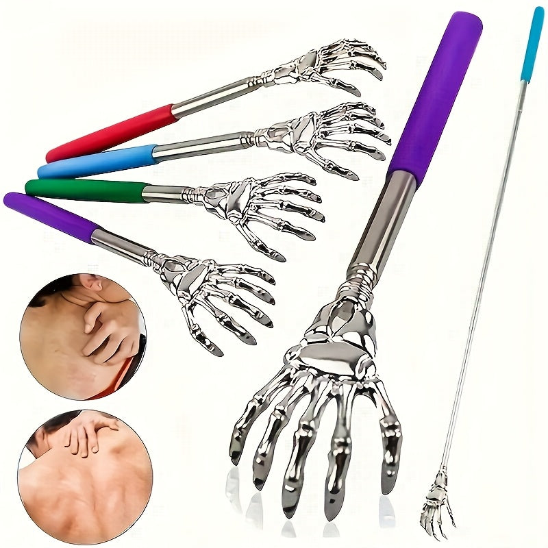 3 colors available - 1pc adjustable stainless steel back scratcher with extendable claws, ergonomic handle, portable and perfect for massage and scratching