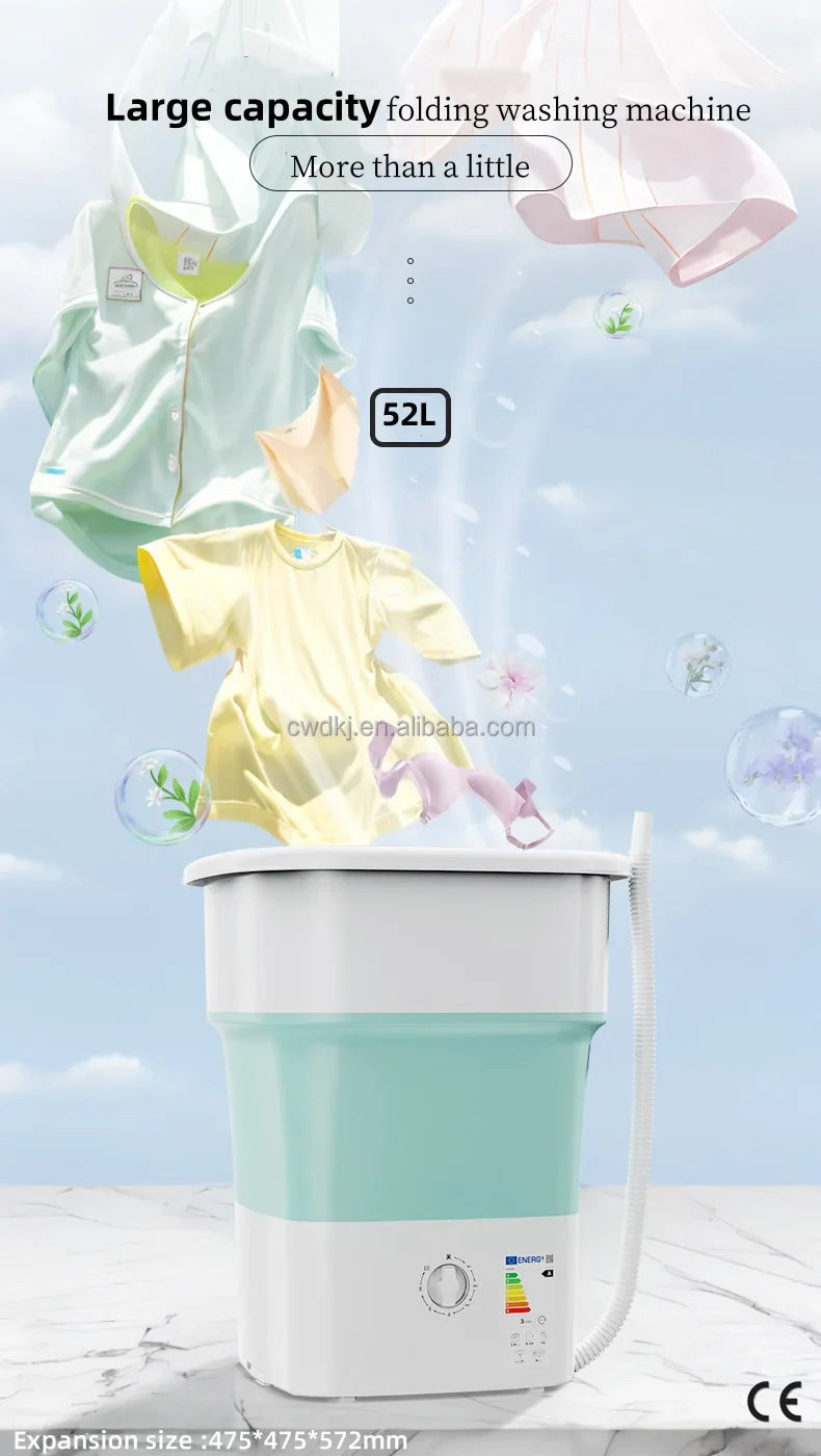 Portable 52L Laundry Washer Folding Mini Washing Machine For Underwear Kids Baby Clothes