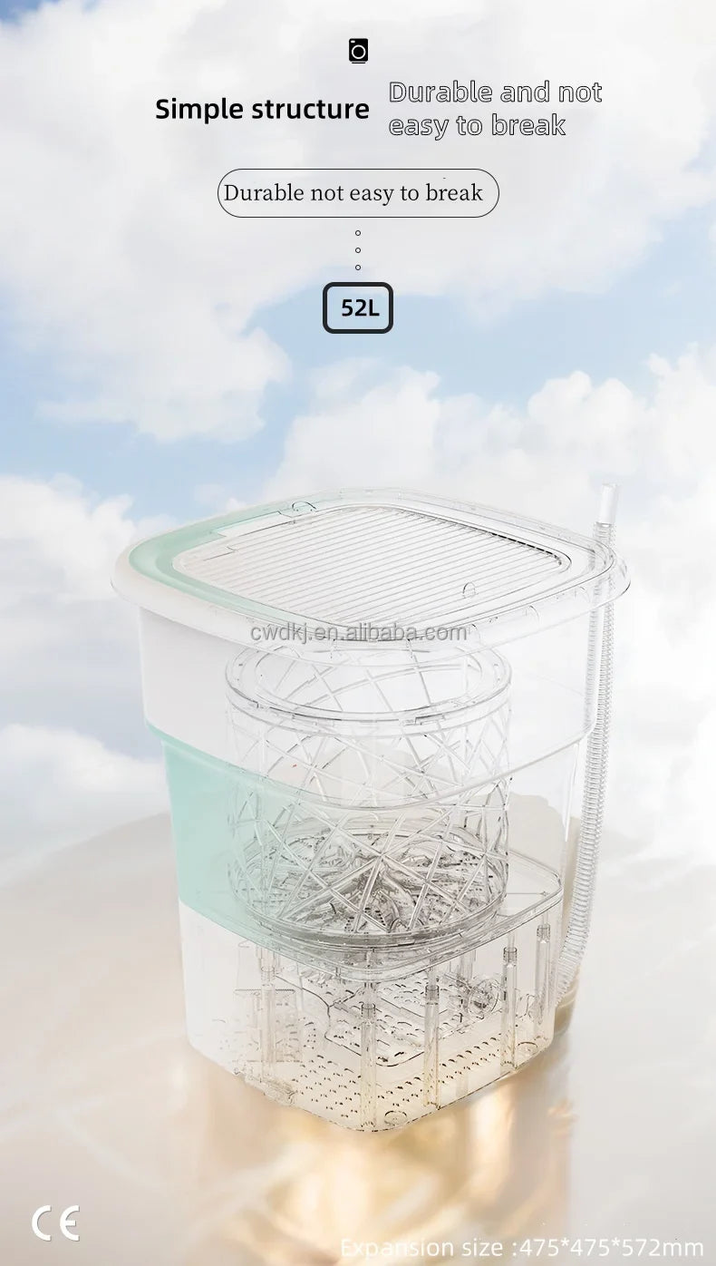 Portable 52L Laundry Washer Folding Mini Washing Machine For Underwear Kids Baby Clothes