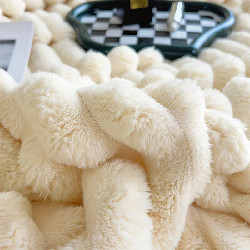 Imitation Rabbit Velvet Autumn Warm Bed Blanket or Blanket and Pillowcase Soft Warmth Winter Sofa Blankets for Throw Lap Blanket