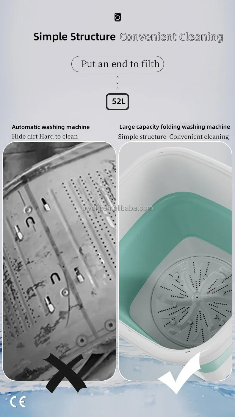 Portable 52L Laundry Washer Folding Mini Washing Machine For Underwear Kids Baby Clothes