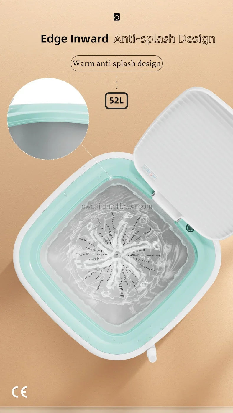 Portable 52L Laundry Washer Folding Mini Washing Machine For Underwear Kids Baby Clothes
