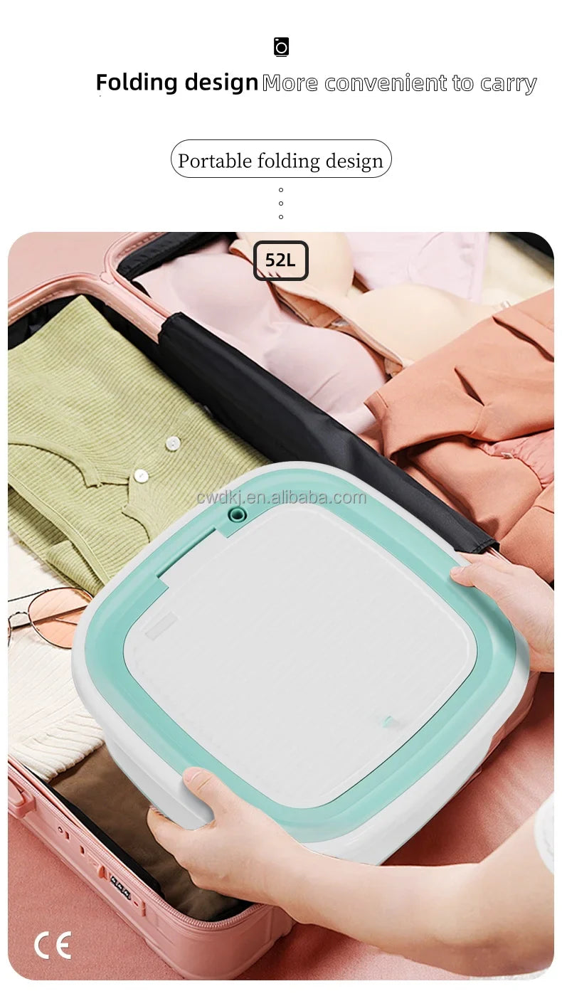 Portable 52L Laundry Washer Folding Mini Washing Machine For Underwear Kids Baby Clothes