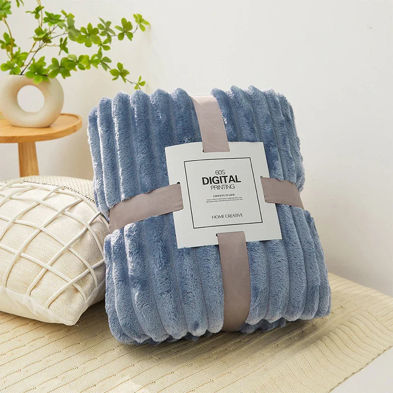 Imitation Rabbit Velvet Autumn Warm Bed Blanket or Blanket and Pillowcase Soft Warmth Winter Sofa Blankets for Throw Lap Blanket