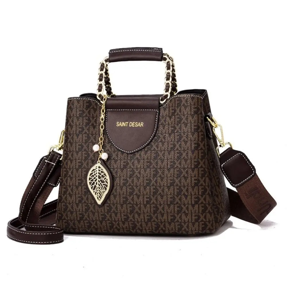 New PU Handbag Large Capacity Printing Messenger Bag Shoulder Bag Office Use