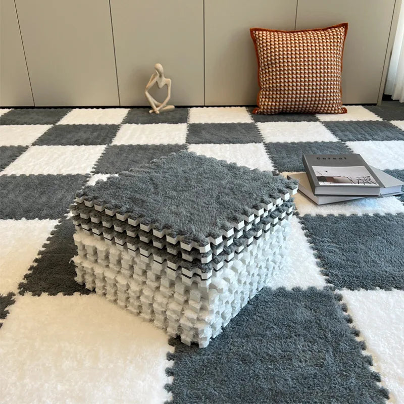 Plush carpet by the bed, full of splicing foam floor mats in the bedroom, cutting tatami mats for home use bedroom decor