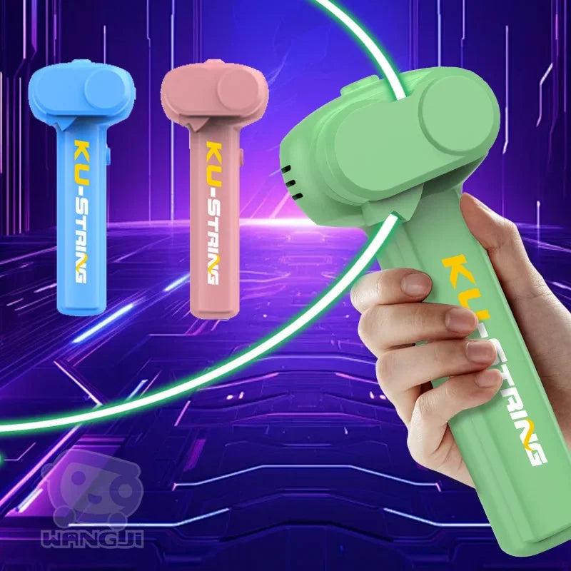 Light Toy String Glow in The Dark String Rope Launcher Luminous Portable Handheld String Stress Relief Toy for Kids Party Gift