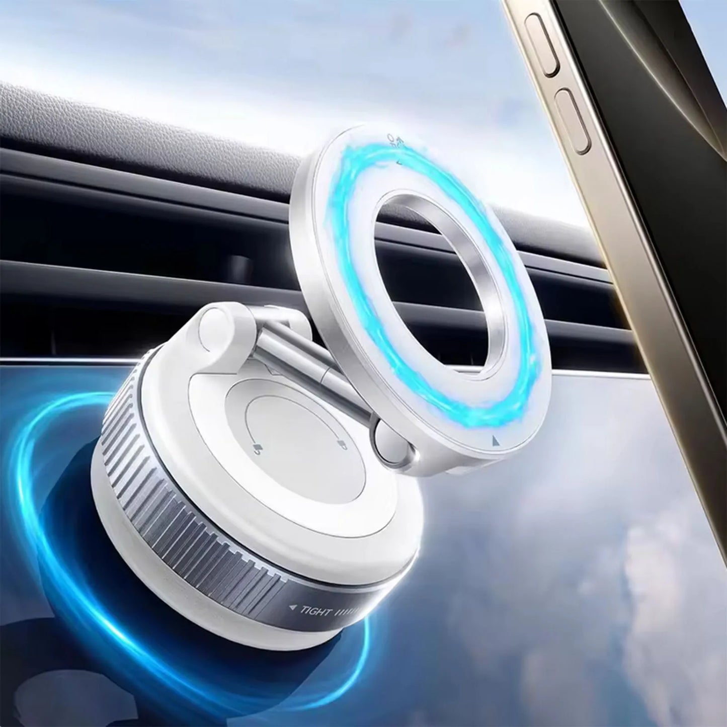 Super Strong Vacuum Suction Cup Magnetic Phone Holder 360° Rotatable Adjustable Foldable Car Phone Stand