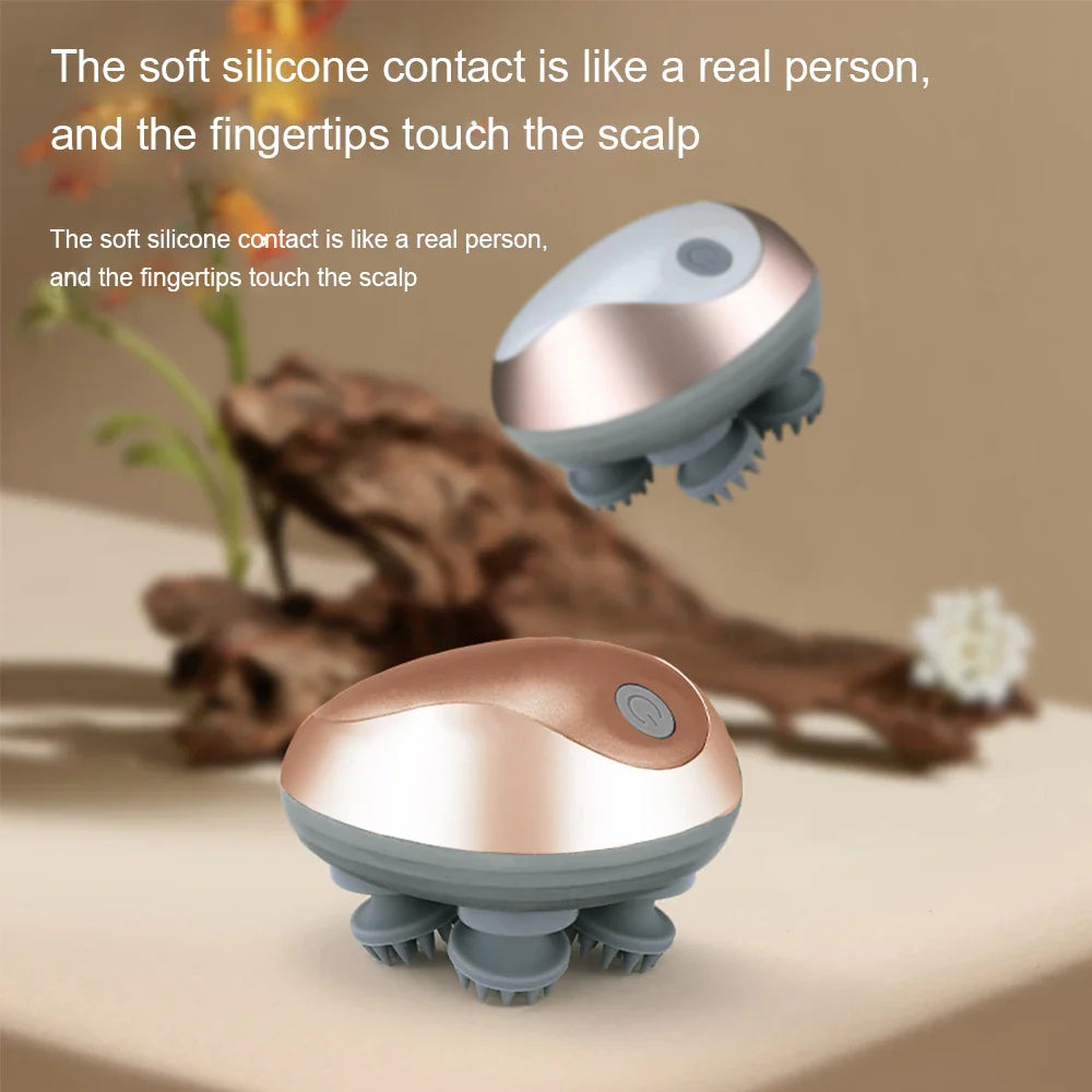 Electric Scalp Massager Heads Scalp Kneading Vibrating Device 6 Modes for Hair Growth Stress Relax Waterproof Massageador