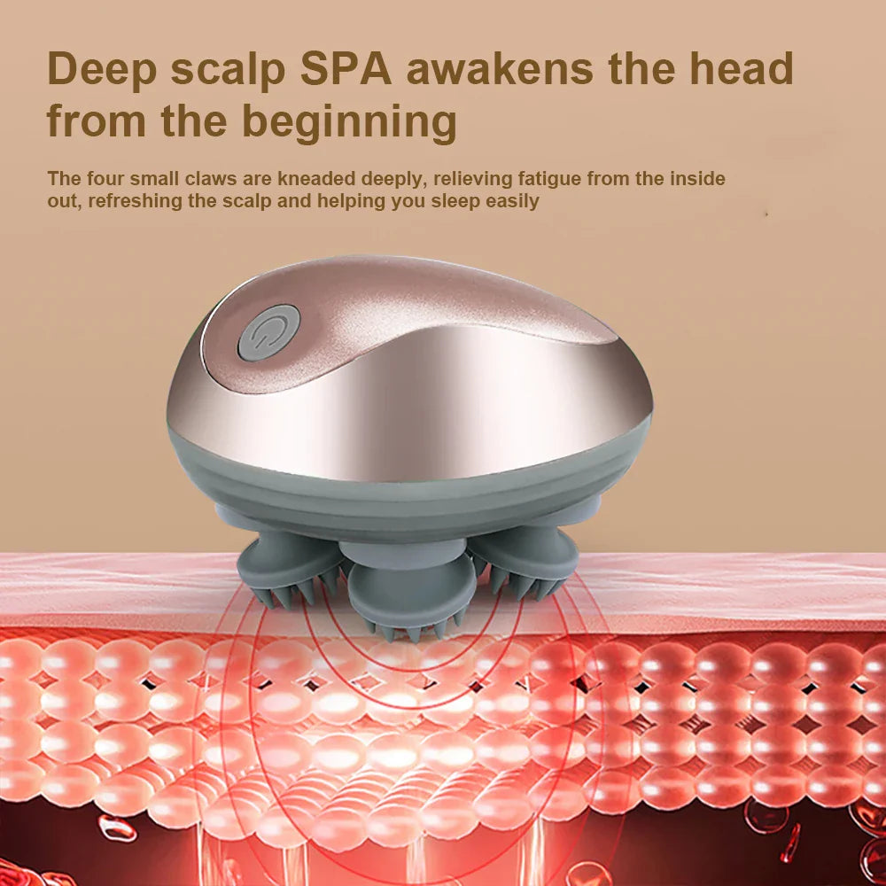 Electric Scalp Massager Heads Scalp Kneading Vibrating Device 6 Modes for Hair Growth Stress Relax Waterproof Massageador