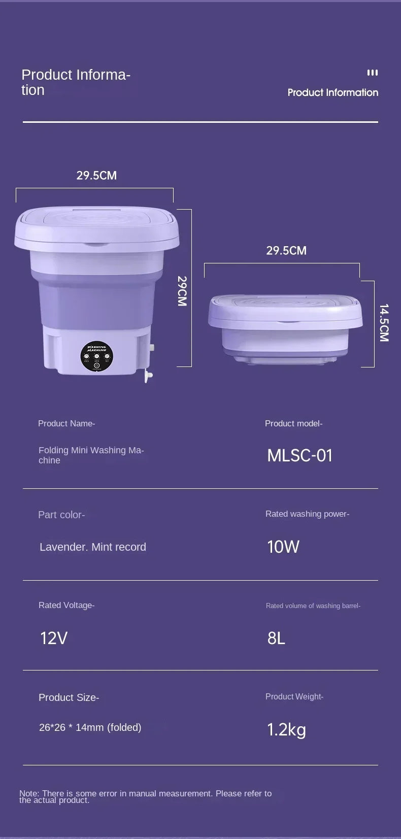 Portable Washing Machine 9L Small Foldable with Spin Dryer for Socks Underwear Panties Mini Washer Household Laundry