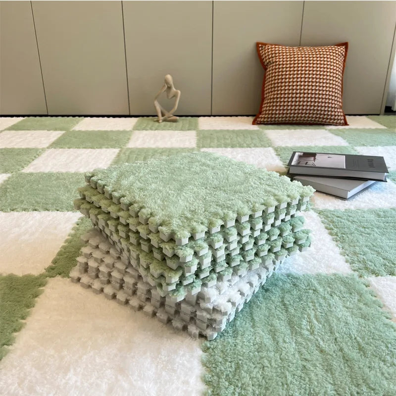 Plush carpet by the bed, full of splicing foam floor mats in the bedroom, cutting tatami mats for home use bedroom decor
