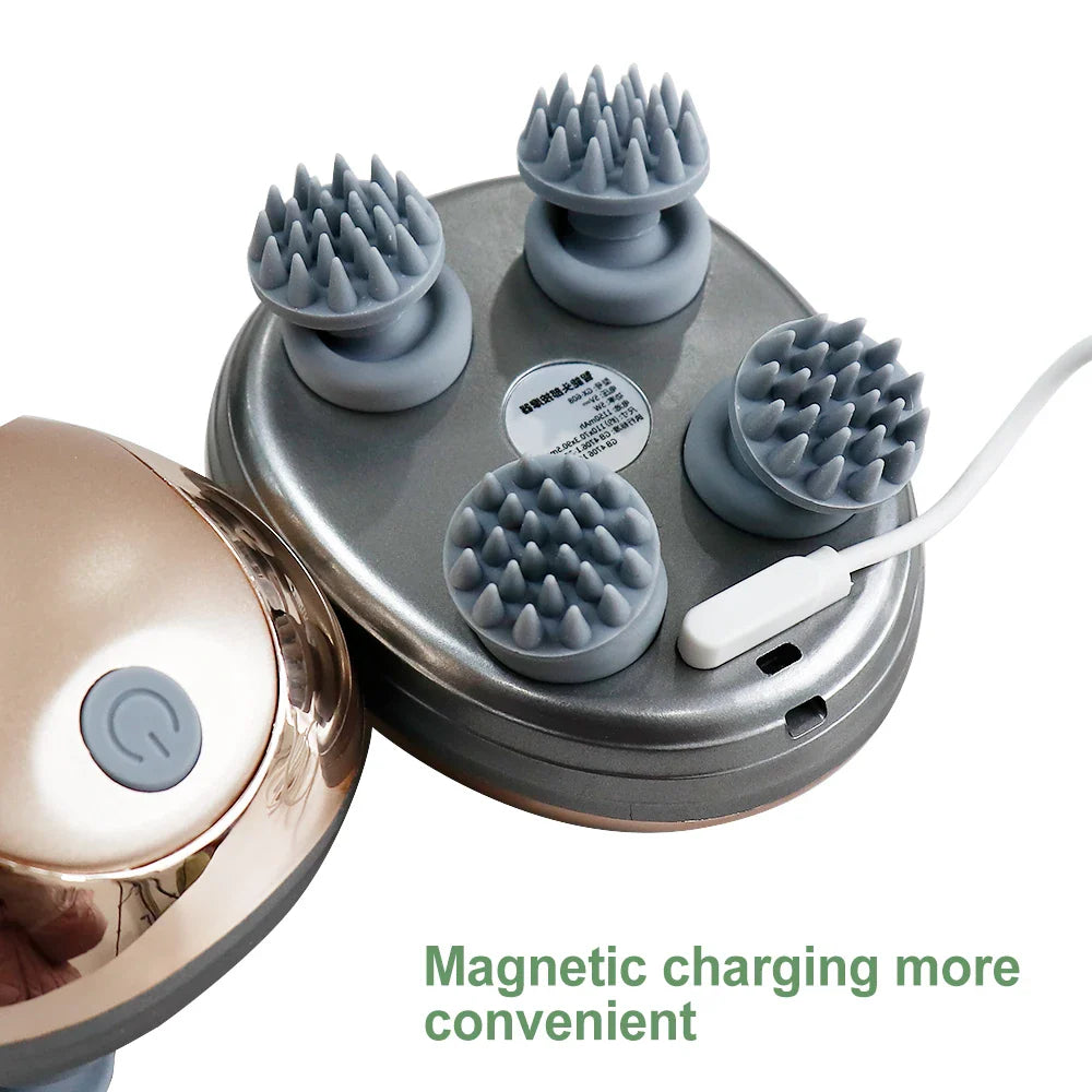 Electric Scalp Massager Heads Scalp Kneading Vibrating Device 6 Modes for Hair Growth Stress Relax Waterproof Massageador