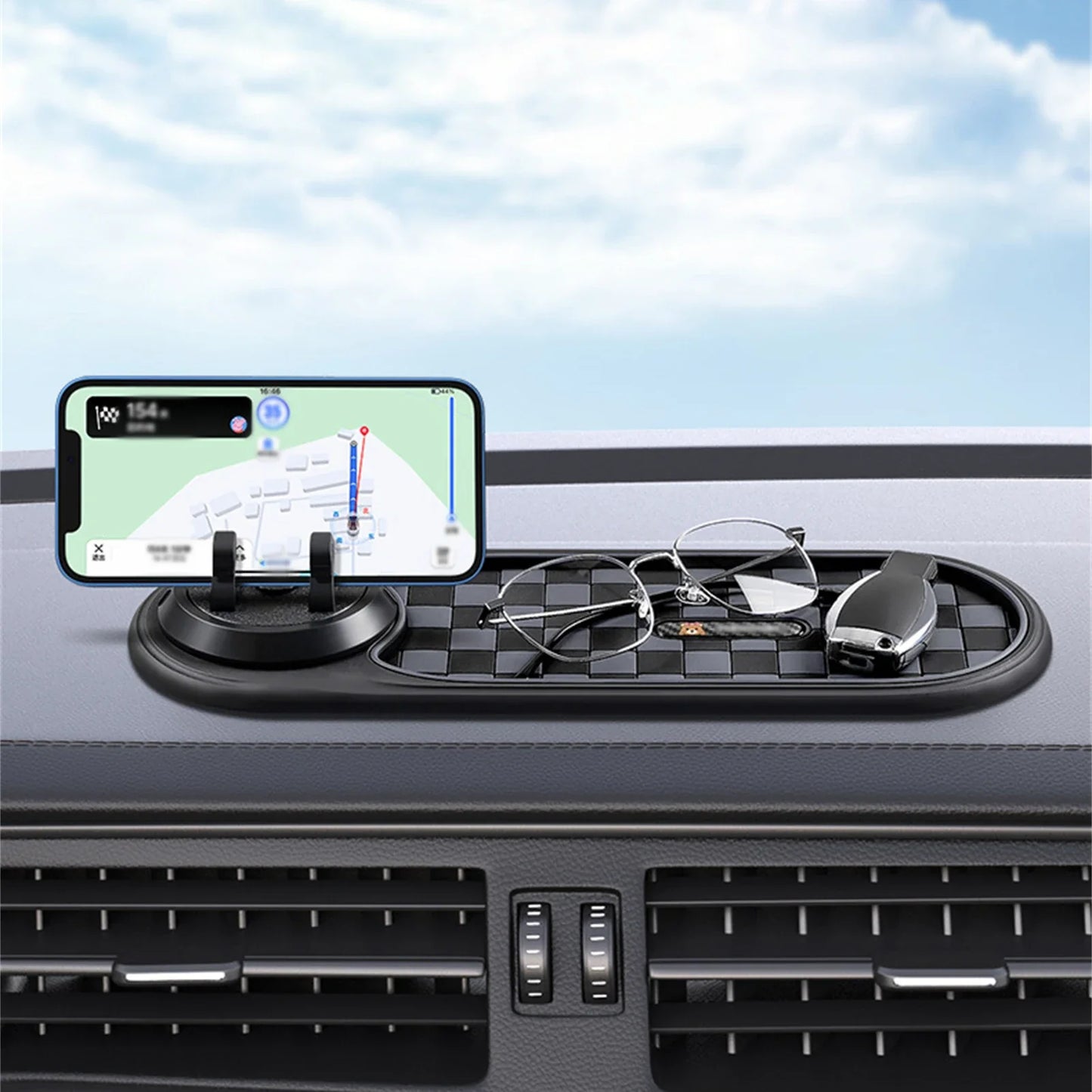 Phone Holder Anti-Slip Mat Holder for Dashboard with 360° Rotatable Phone Holder for Cell Phone Keys Sunglasses