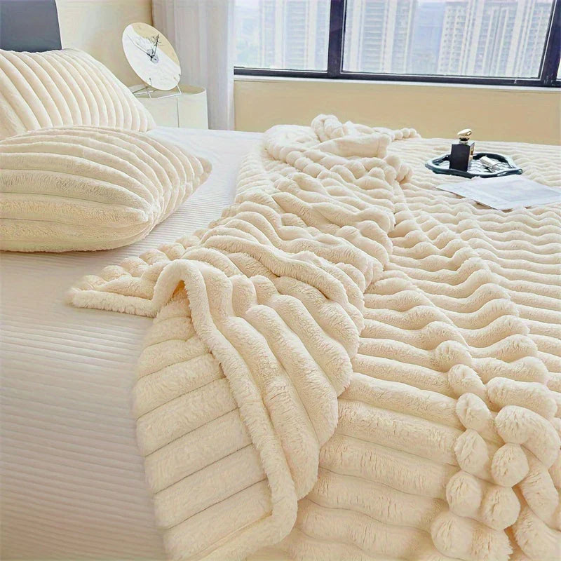Imitation Rabbit Velvet Autumn Warm Bed Blanket or Blanket and Pillowcase Soft Warmth Winter Sofa Blankets for Throw Lap Blanket