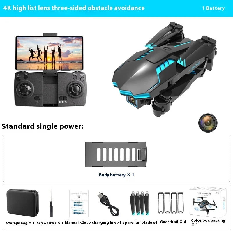 X6 Professional Drone Dual 4k High-Definition Gps, Three-Sided Obstacle Avoidance, Foldable Remote Control Quadcopter