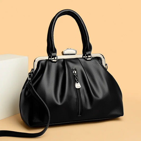 Large-capacity casual cross-body handbag 2025 new niche design new European and American fashion bag pleated simple one-shoulder