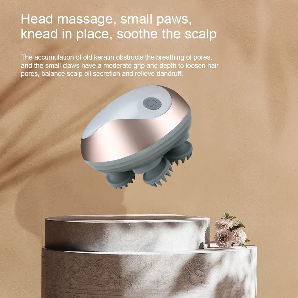 Electric Scalp Massager Heads Scalp Kneading Vibrating Device 6 Modes for Hair Growth Stress Relax Waterproof Massageador